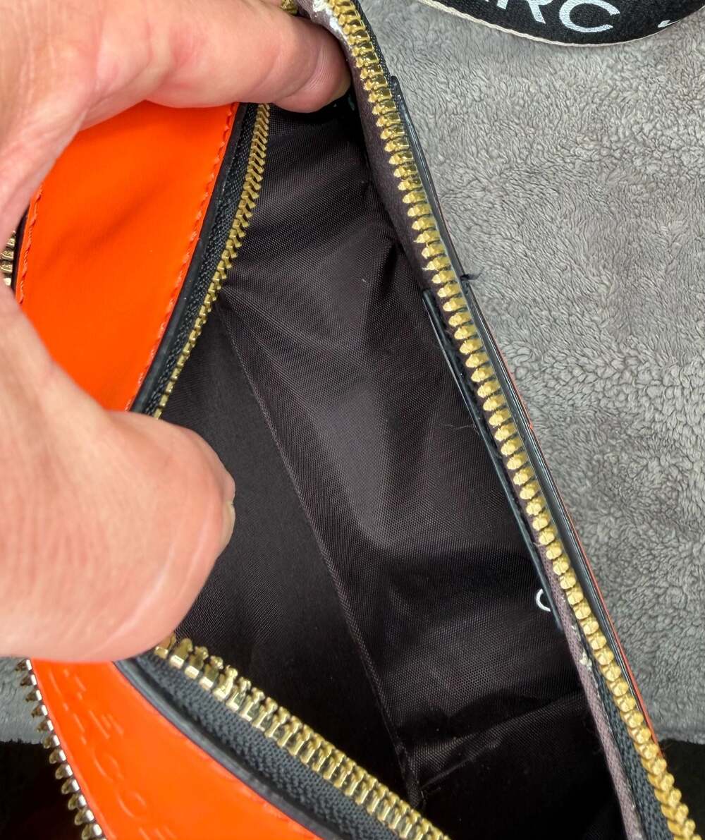 Marc Jacobs The Snapshot Colorblock Leather Crossbody Bag Black Orange White - Picture 8 of 8